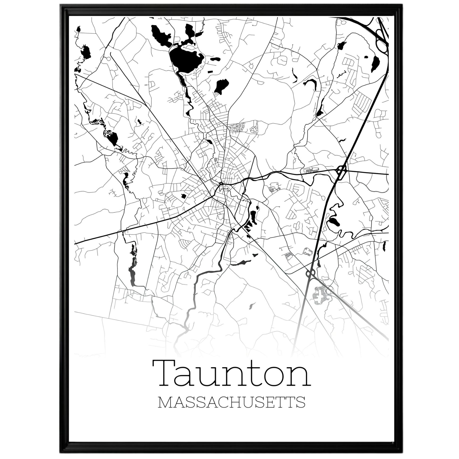 Taunton Massachusetts City Map Poster - GroovyGrove