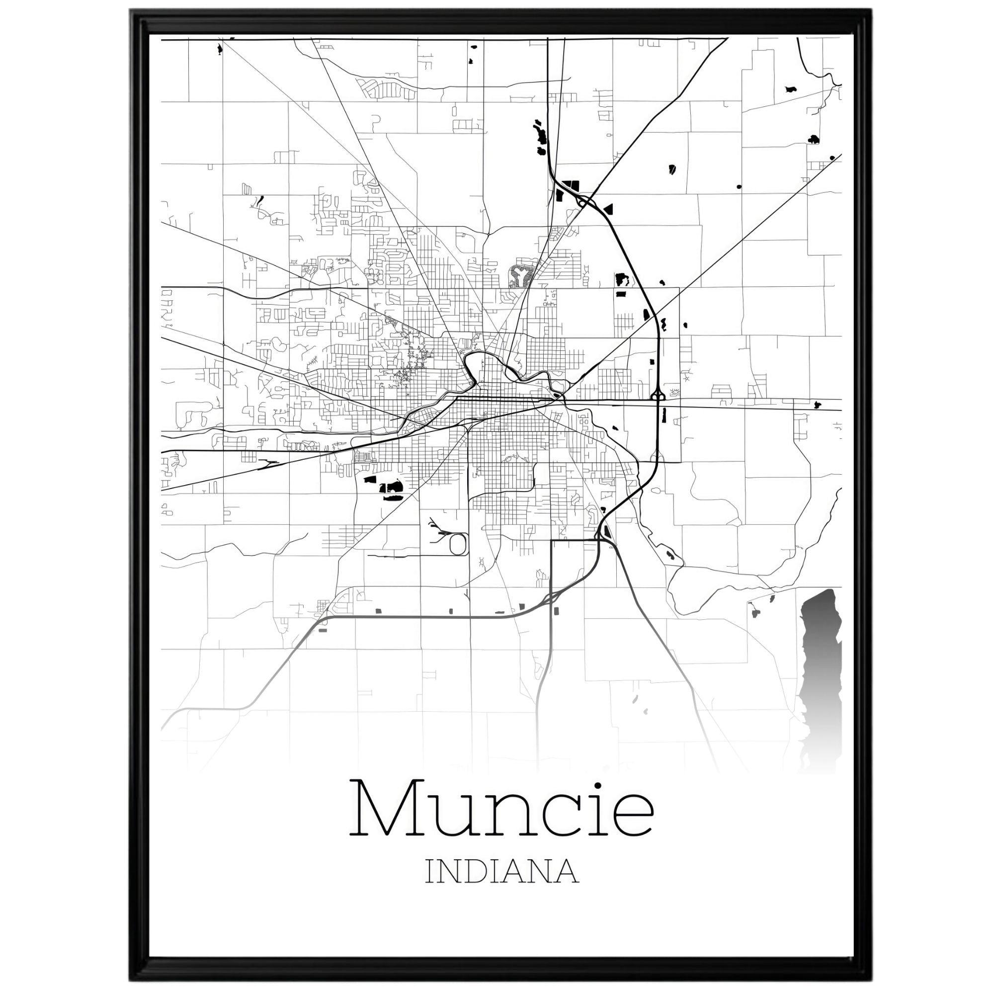 Muncie Indiana City Map Poster - GroovyGrove