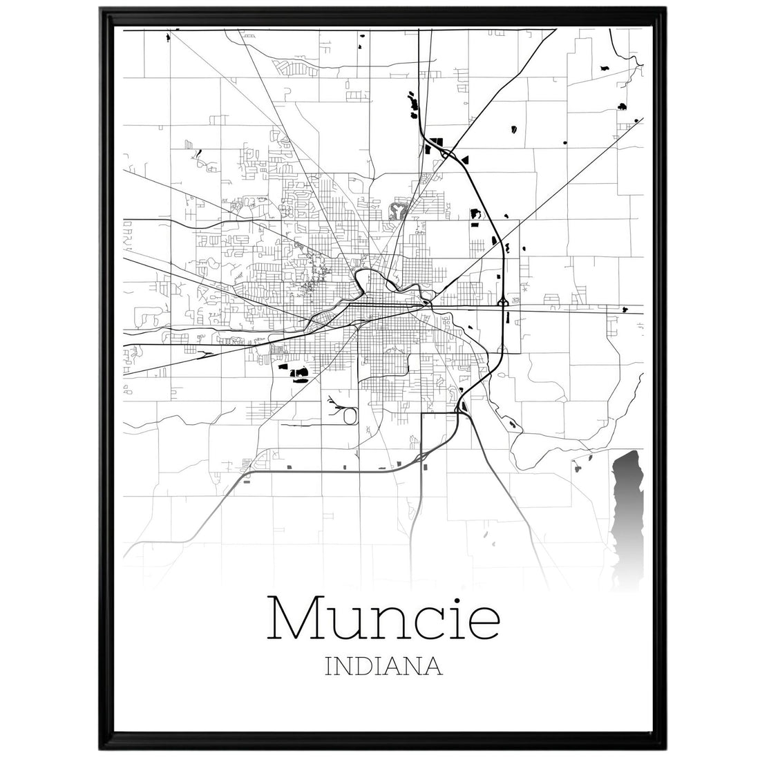 Muncie Indiana City Map Poster - GroovyGrove