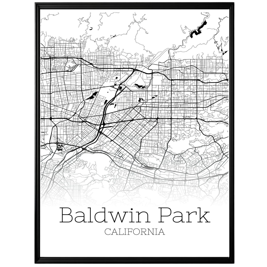 Baldwin Park California City Map Poster - GroovyGrove