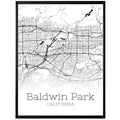 Baldwin Park California City Map Poster - GroovyGrove