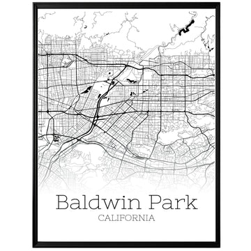 Baldwin Park California City Map Poster - GroovyGrove