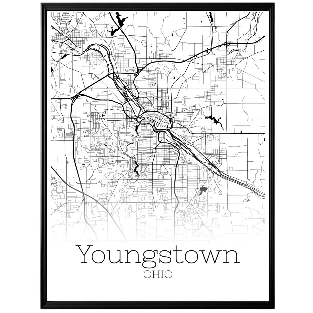 Youngstown Ohio City Map Poster - GroovyGrove