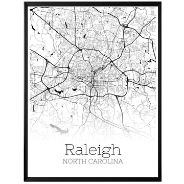 Raleigh North Carolina City Map Poster - GroovyGrove