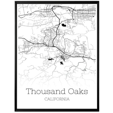 Thousand Oaks California City Map Poster - GroovyGrove