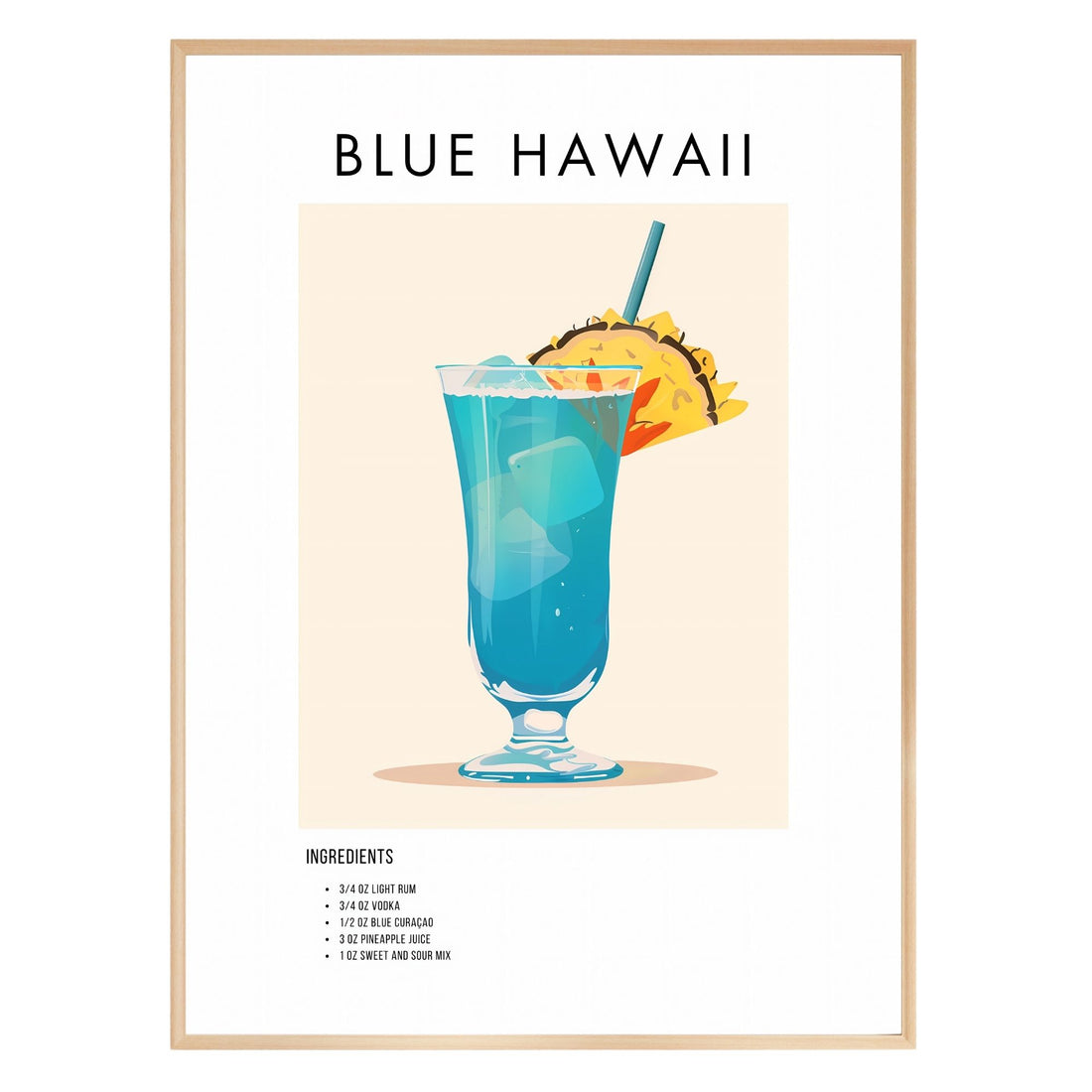 Blue Hawaii Retro Cocktail Poster - GroovyGrove