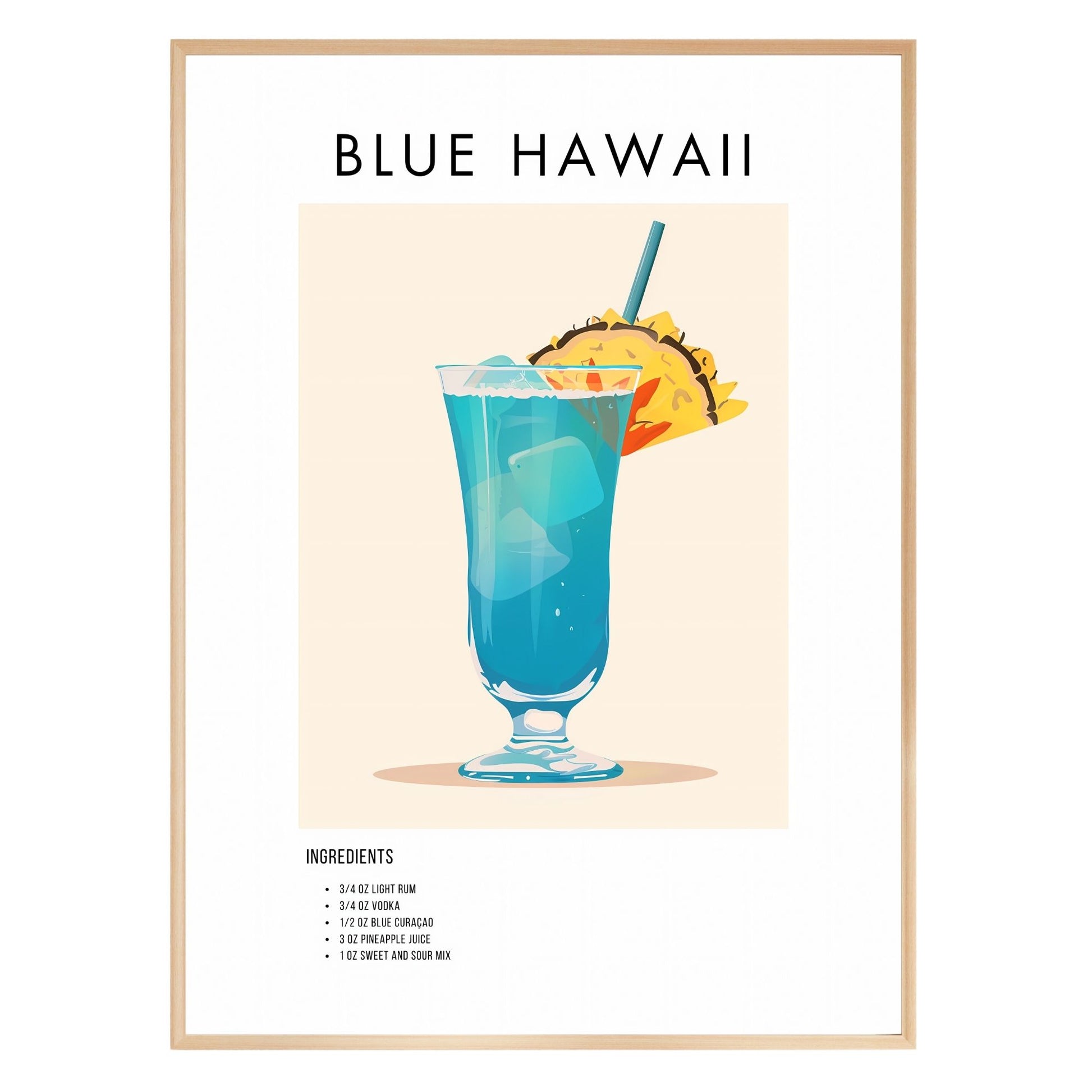 Blue Hawaii Retro Cocktail Poster - GroovyGrove