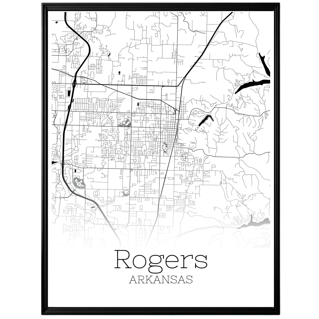 Rogers Arkansas City Map Poster - GroovyGrove