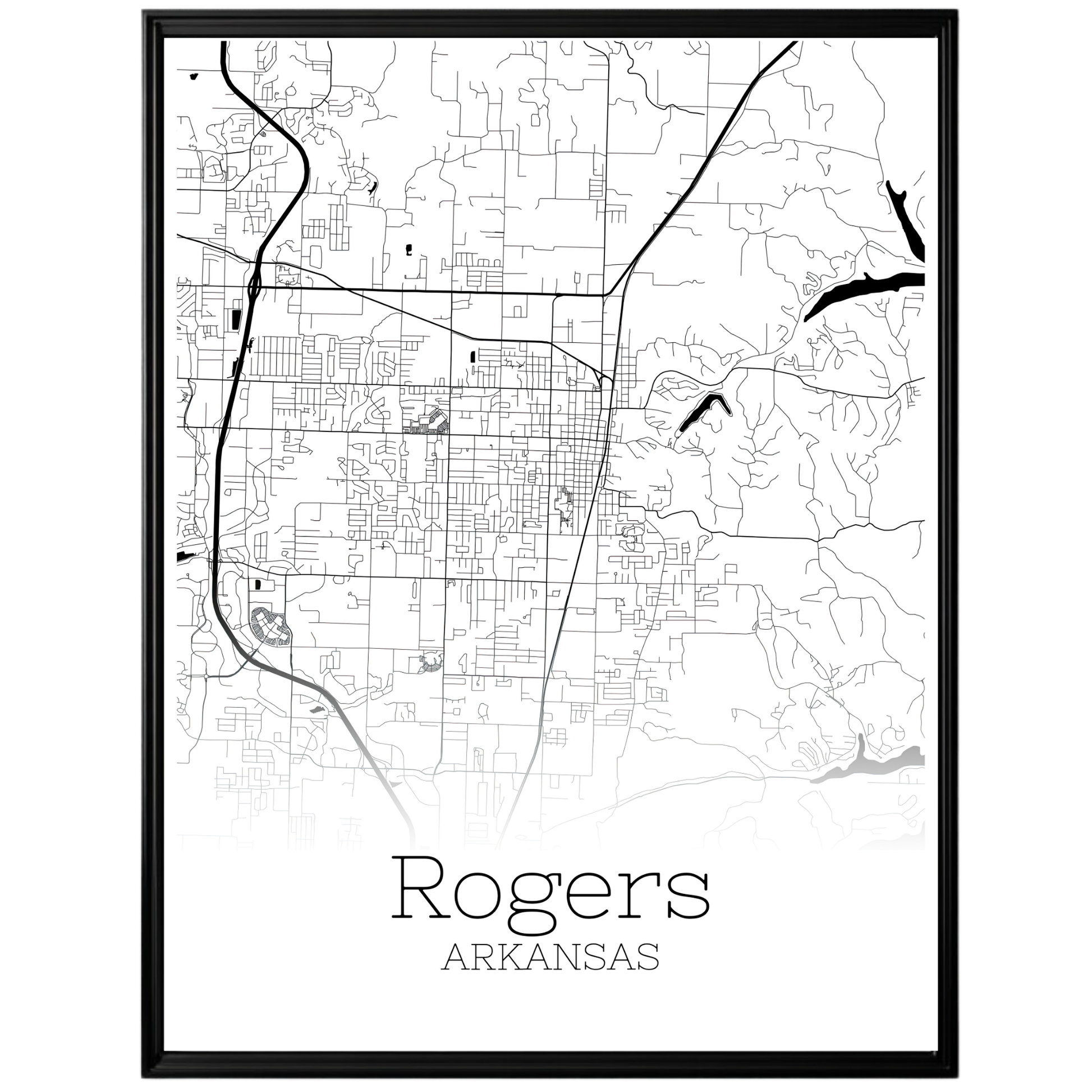 Rogers Arkansas City Map Poster - GroovyGrove