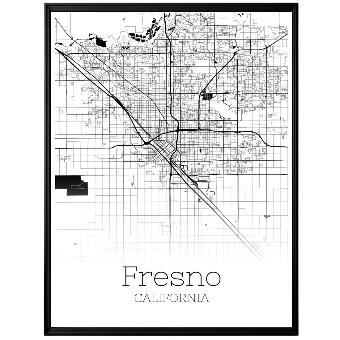 Fresno California City Map Poster - GroovyGrove