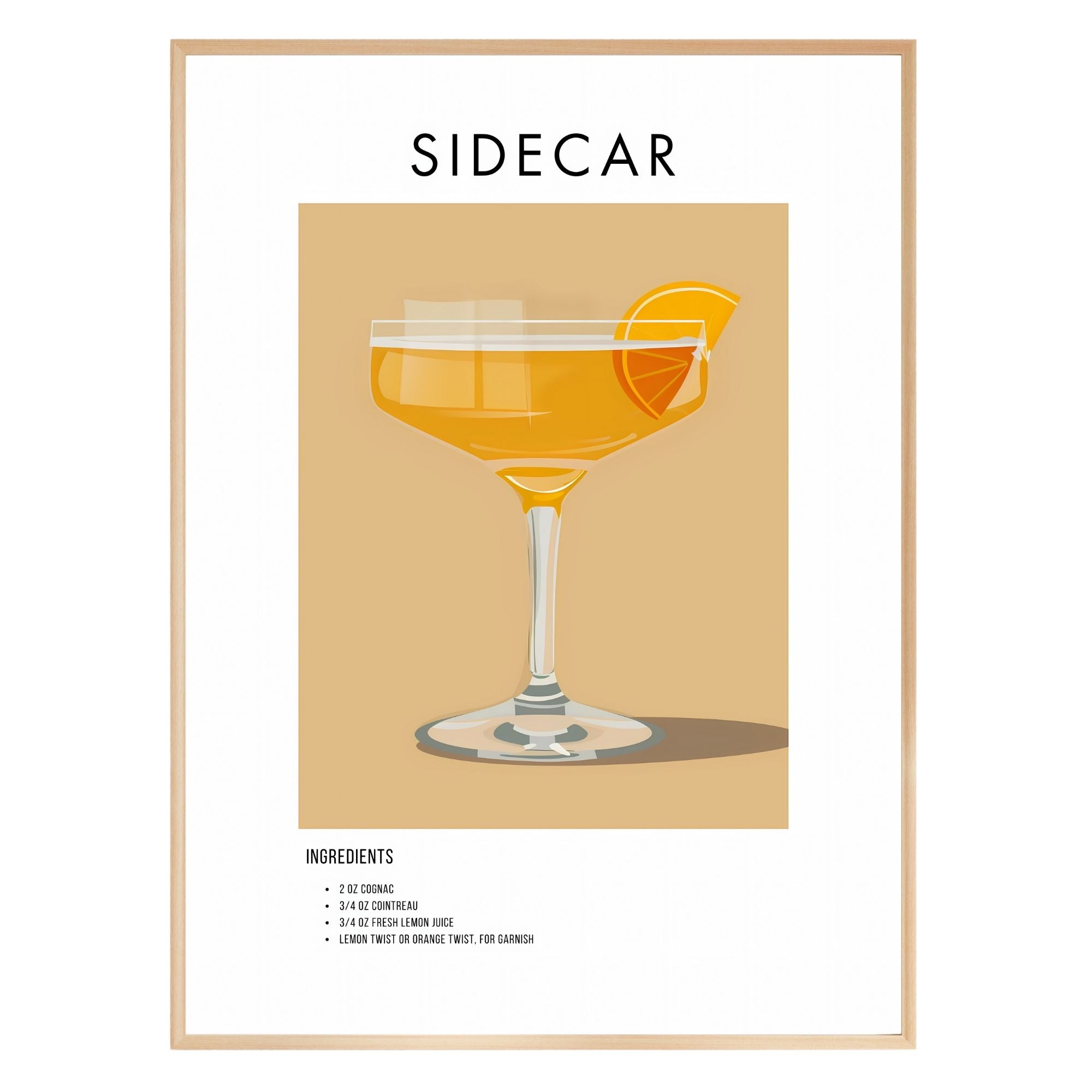 Sidecar Retro Cocktail Poster - GroovyGrove