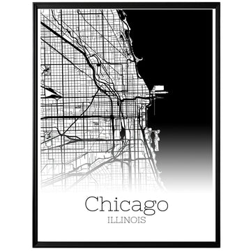 Chicago Illinois City Map Poster - GroovyGrove