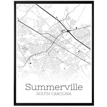 Summerville South Carolina City Map Poster - GroovyGrove