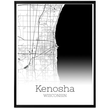 Kenosha Wisconsin City Map Poster - GroovyGrove