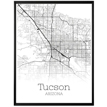 Tucson Arizona City Map Poster - GroovyGrove