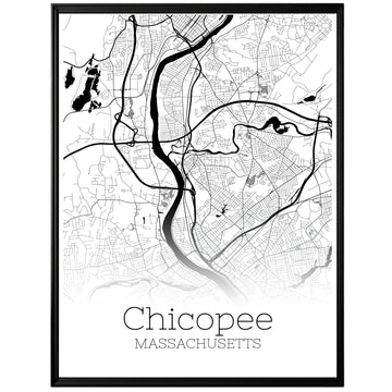 Chicopee Massachusetts City Map Poster - GroovyGrove