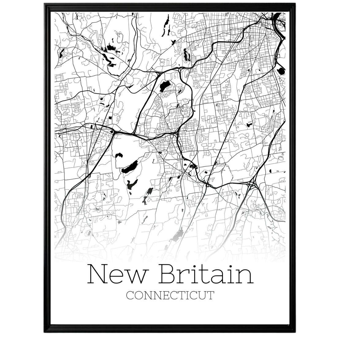 New Britain Connecticut City Map Poster - GroovyGrove