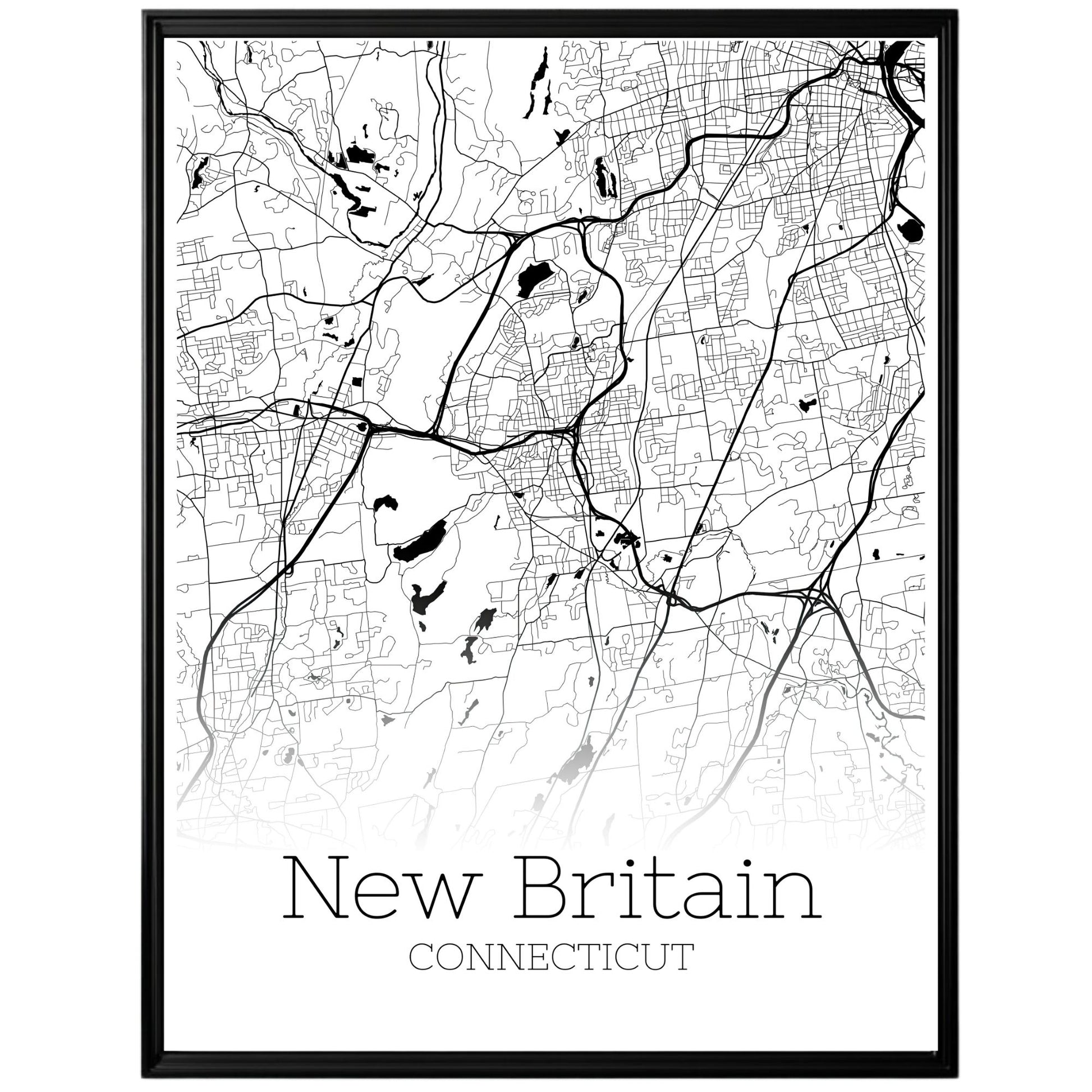 New Britain Connecticut City Map Poster - GroovyGrove