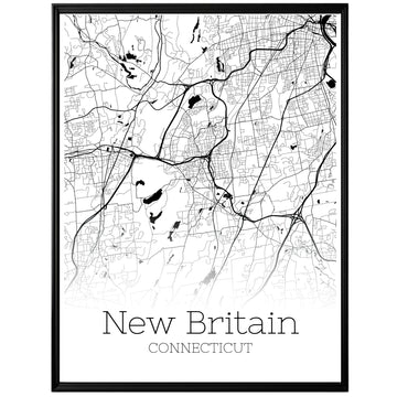 New Britain Connecticut City Map Poster - GroovyGrove