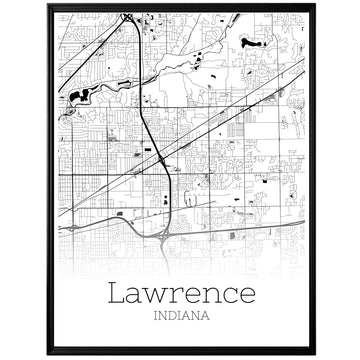 Lawrence Indiana City Map Poster - GroovyGrove