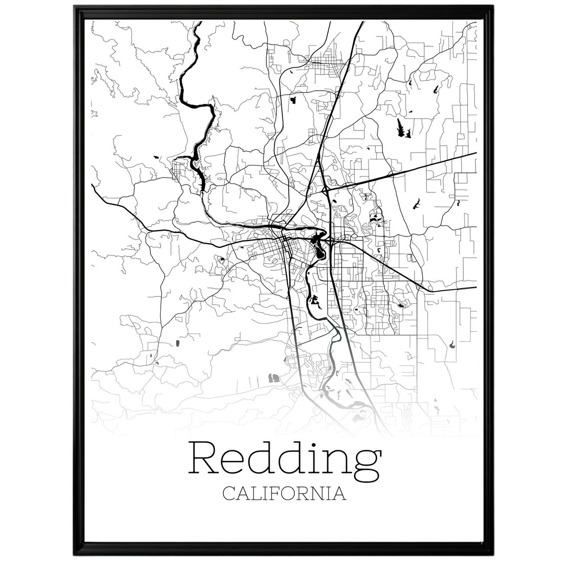 Redding California City Map Poster - GroovyGrove