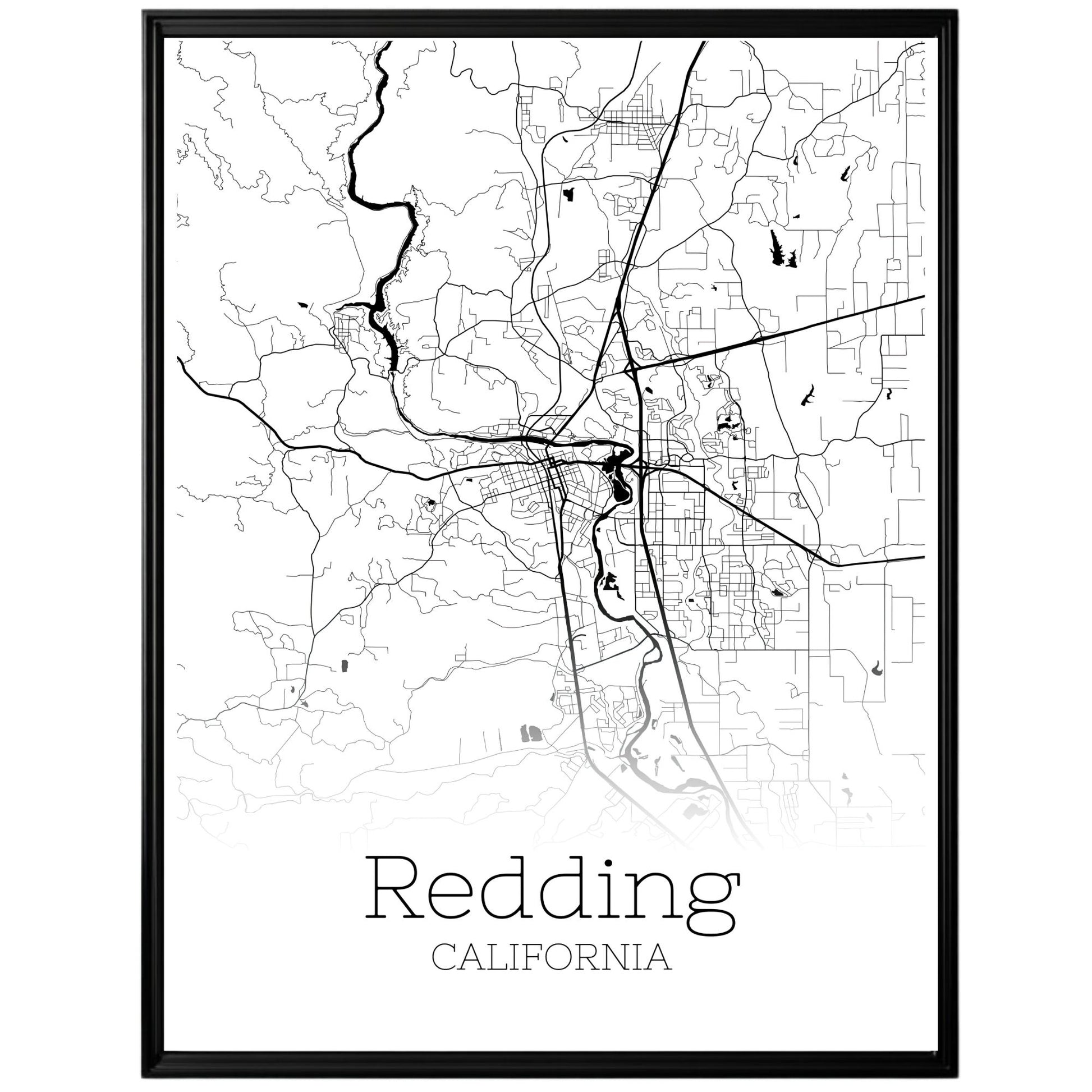 Redding California City Map Poster - GroovyGrove