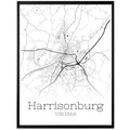 Harrisonburg Virginia City Map Poster - GroovyGrove