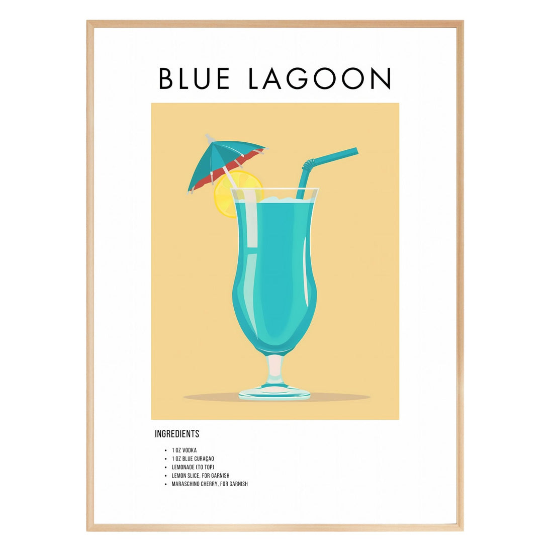 Blue Lagoon Retro Cocktail Poster - GroovyGrove