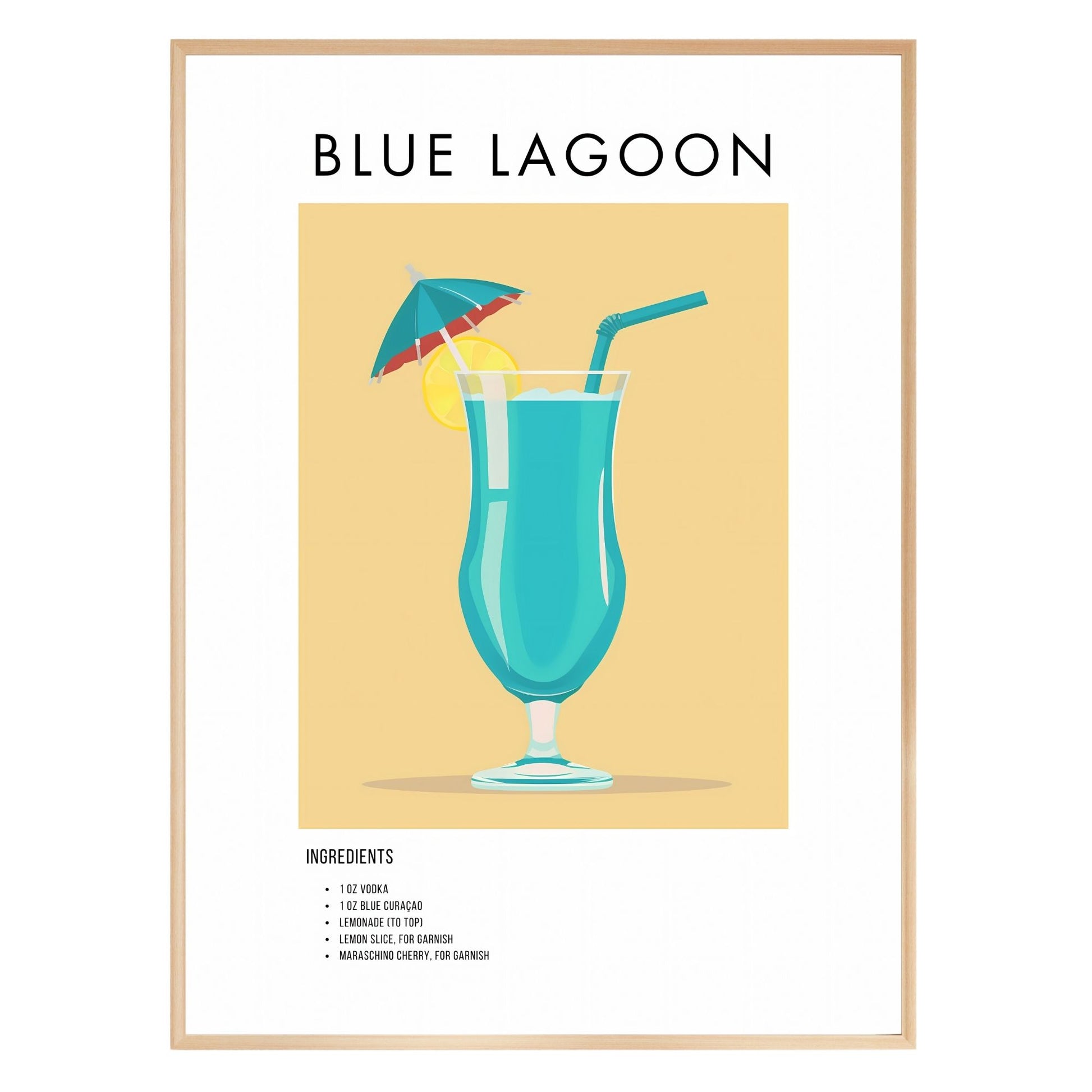 Blue Lagoon Retro Cocktail Poster - GroovyGrove