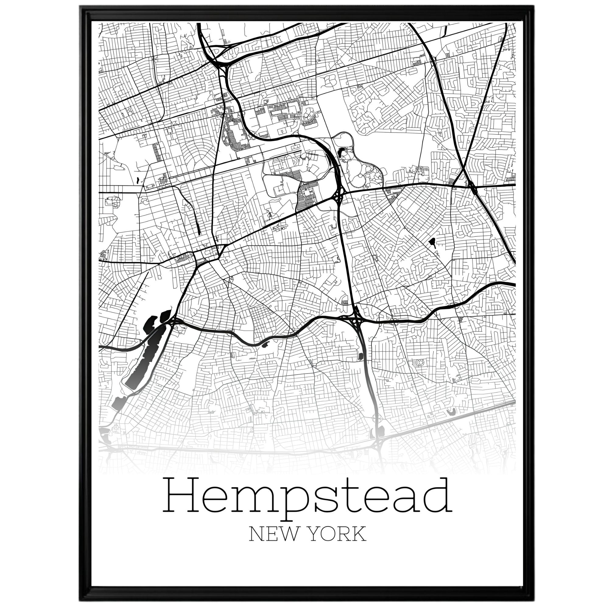 Hempstead New York City Map Poster - GroovyGrove