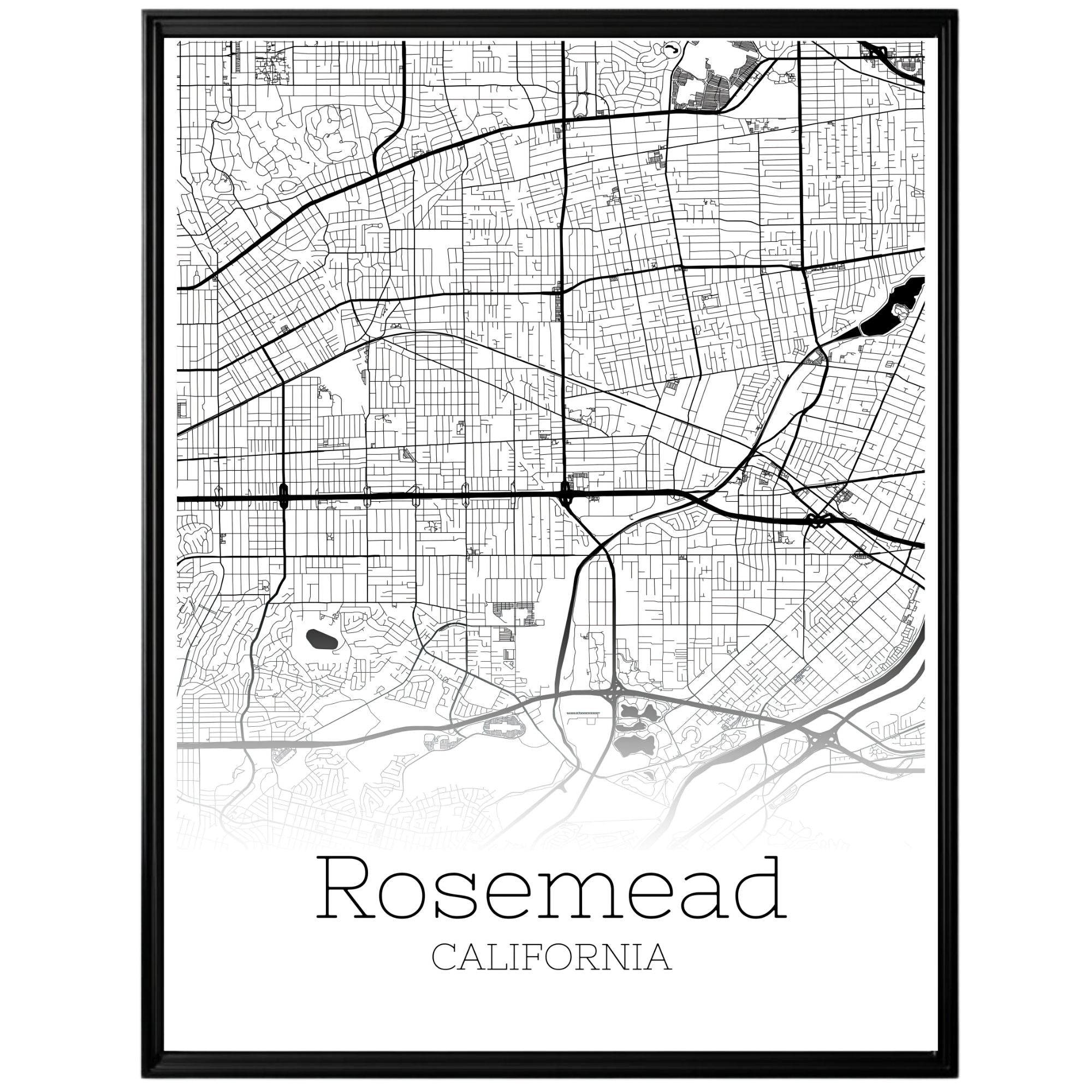 Rosemead California City Map Poster - GroovyGrove