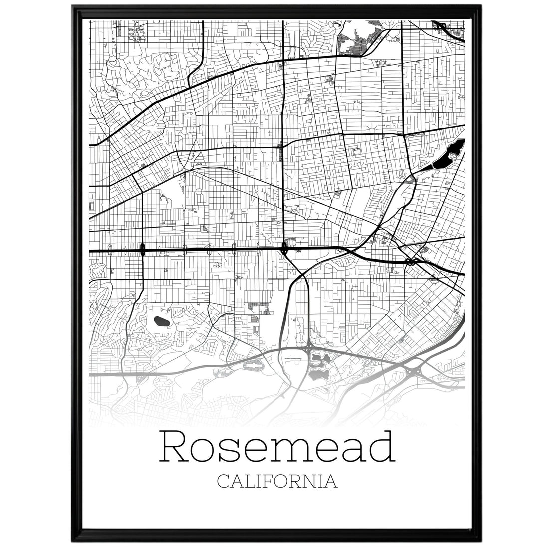 Rosemead California City Map Poster - GroovyGrove