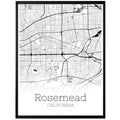 Rosemead California City Map Poster - GroovyGrove