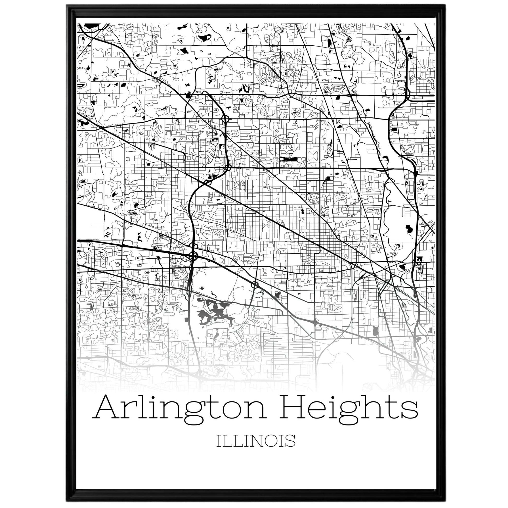 Arlington Heights Illinois City Map Poster - GroovyGrove