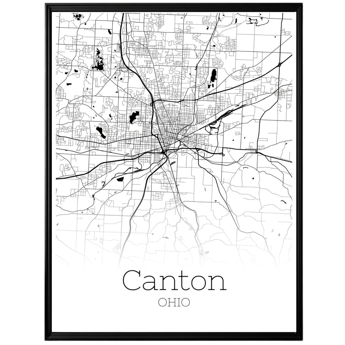 Canton Ohio City Map Poster - GroovyGrove