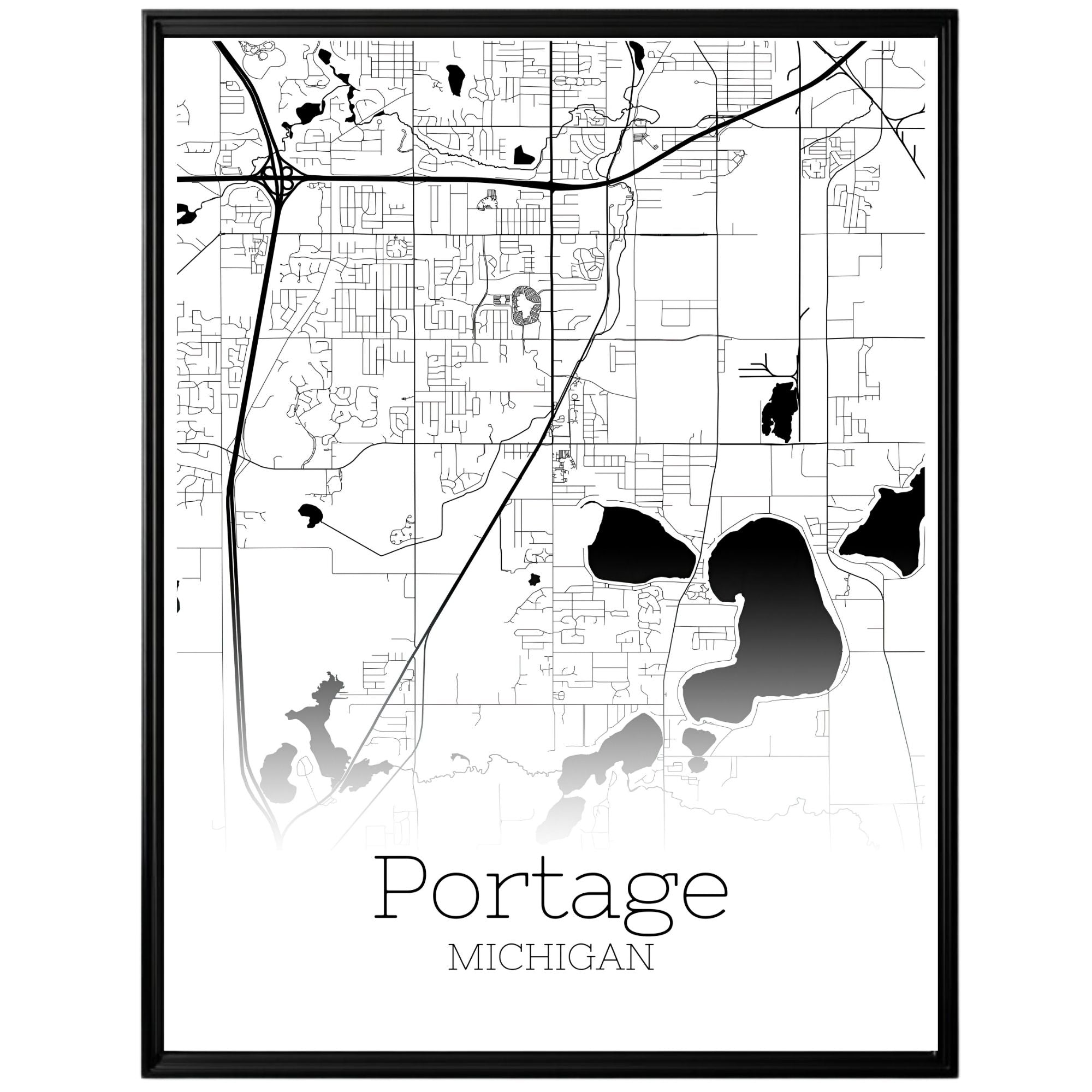 Portage Michigan City Map Poster - GroovyGrove