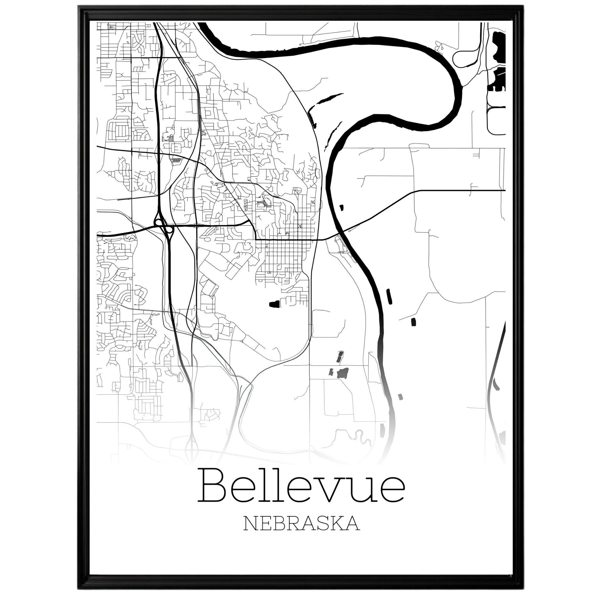 Bellevue Nebraska City Map Poster - GroovyGrove