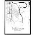 Bellevue Nebraska City Map Poster - GroovyGrove