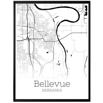 Bellevue Nebraska City Map Poster - GroovyGrove