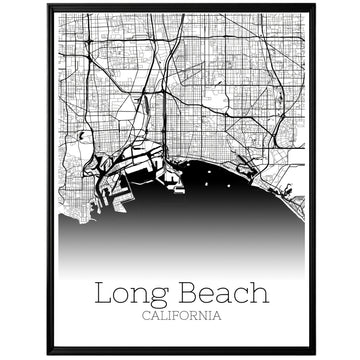 Long Beach California City Map Poster - GroovyGrove