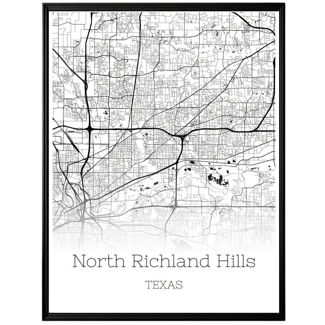 North Richland Hills Texas City Map Poster - GroovyGrove