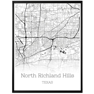 North Richland Hills Texas City Map Poster - GroovyGrove