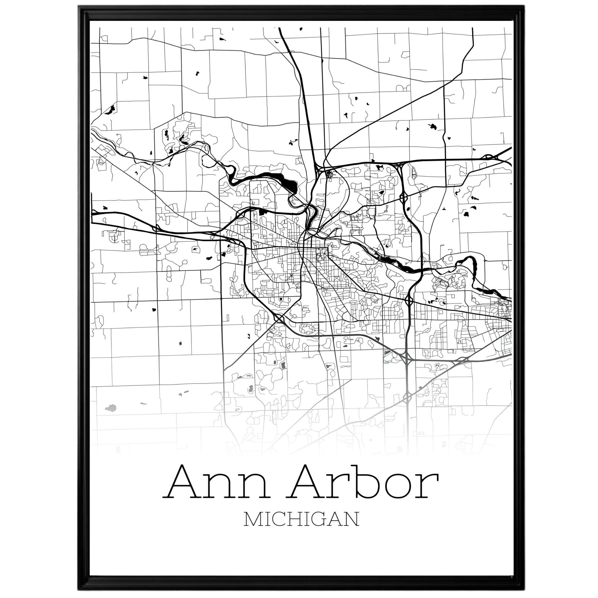 Ann Arbor Michigan City Map Poster - GroovyGrove