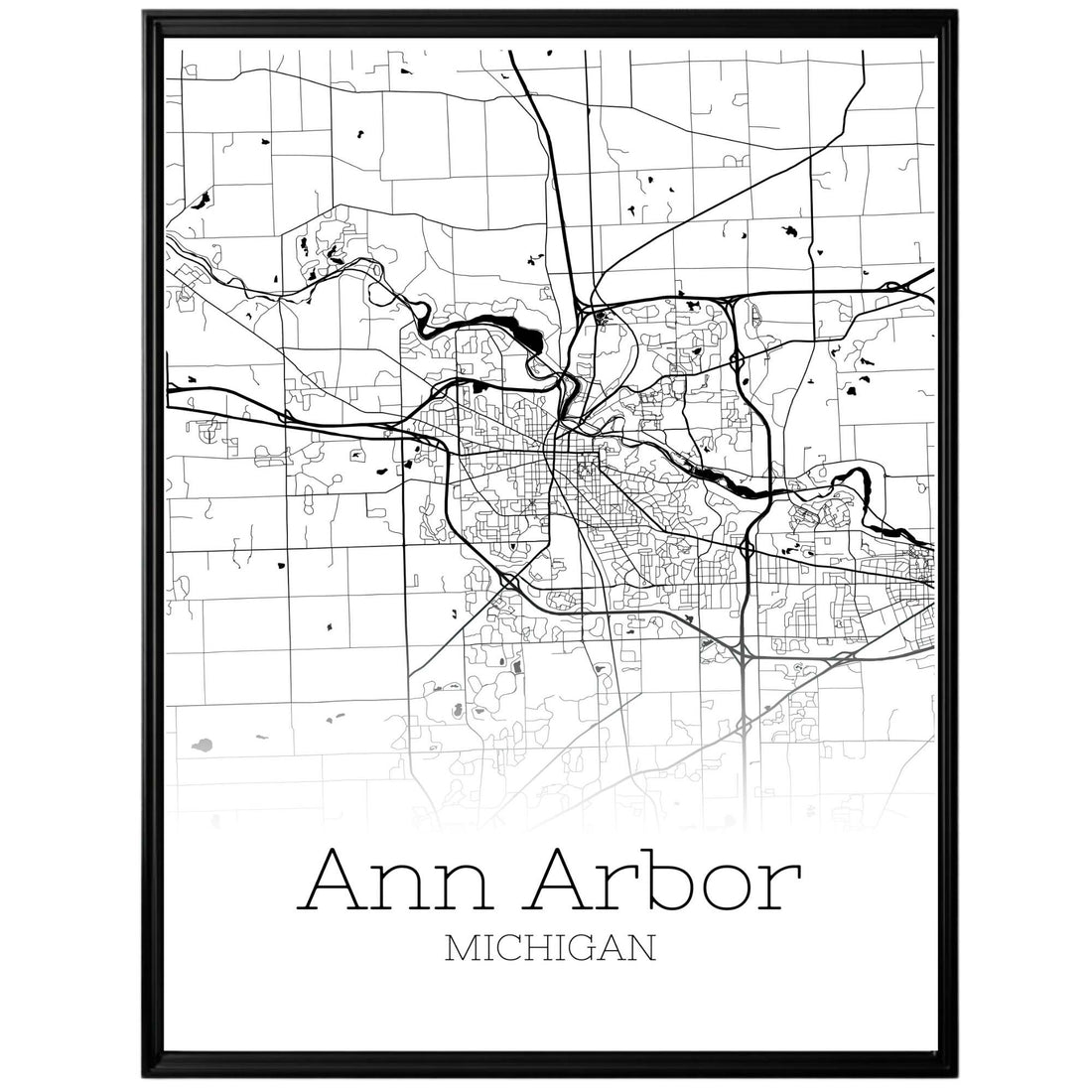 Ann Arbor Michigan City Map Poster - GroovyGrove