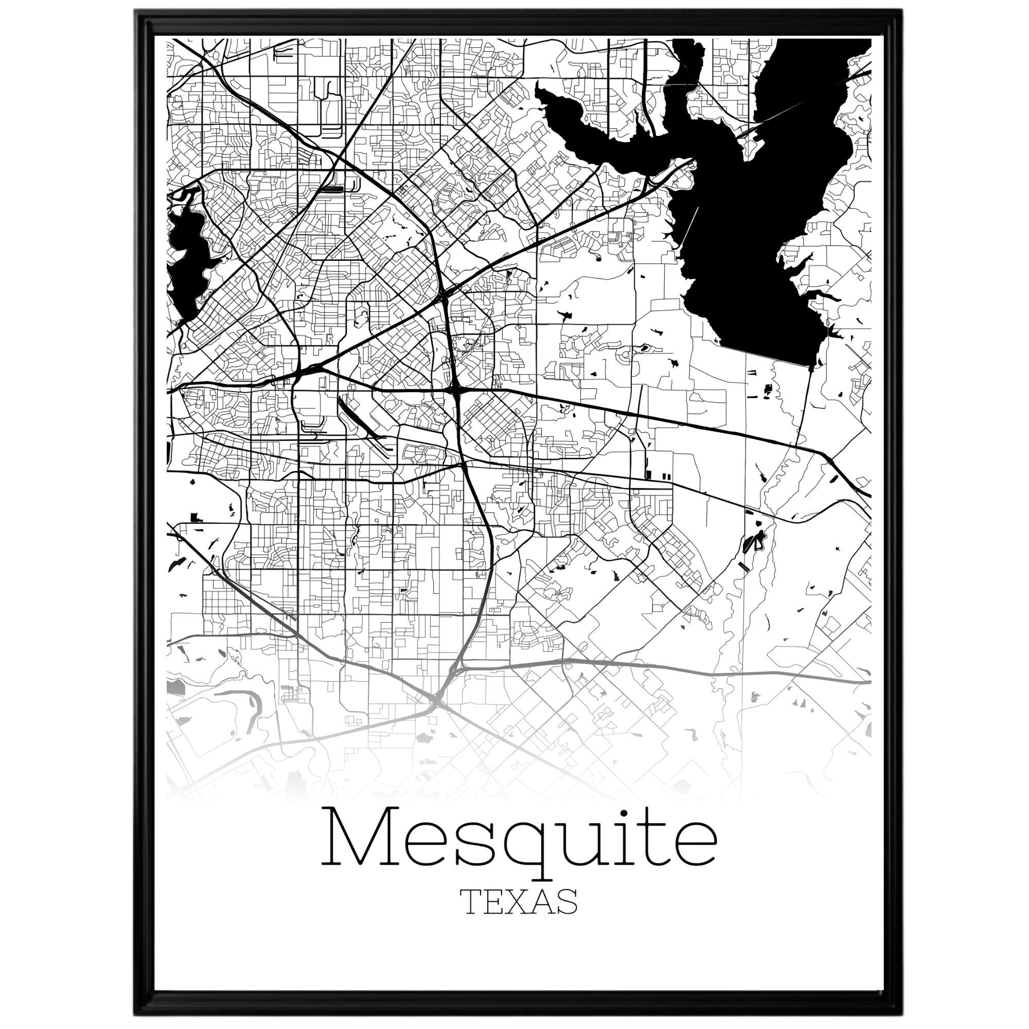 Mesquite Texas City Map Poster - GroovyGrove