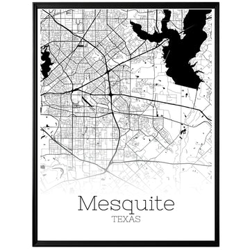 Mesquite Texas City Map Poster - GroovyGrove