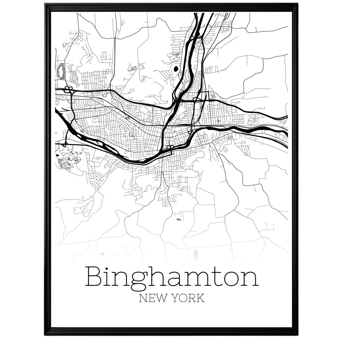 Binghamton New York City Map Poster - GroovyGrove