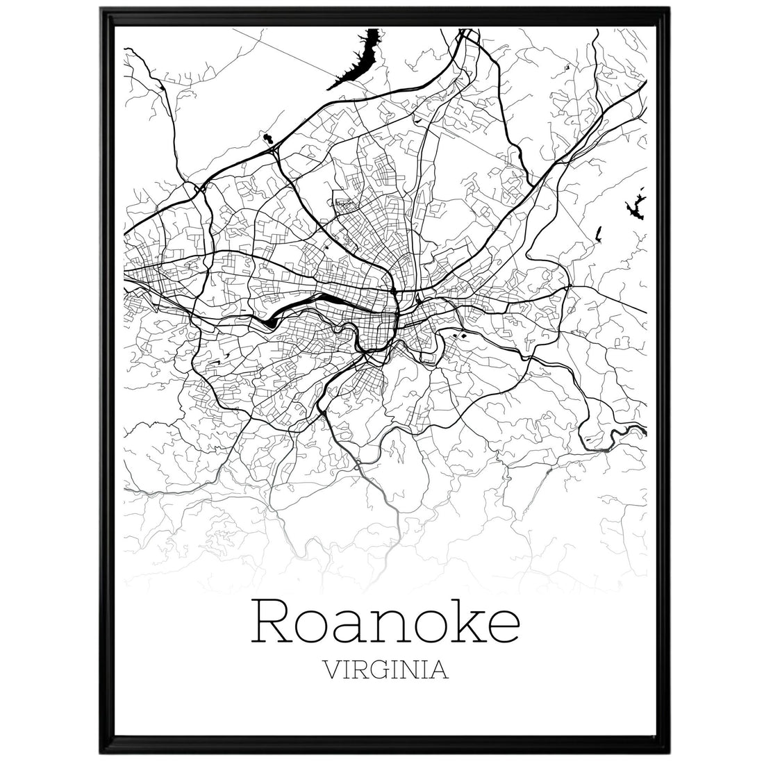 Roanoke Virginia City Map Poster - GroovyGrove