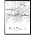 Fort Wayne Indiana City Map Poster - GroovyGrove