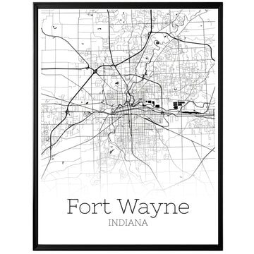 Fort Wayne Indiana City Map Poster - GroovyGrove